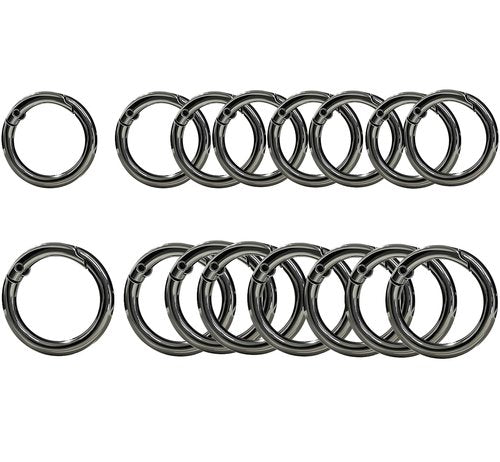 Morn Light 16-Pack Metal Round Carabiner Clips,Trigger Spring O Rings - for Purses, Collectible Toy Keychains, Keychains & Lanyards（ Gun Black, 1 & 3/4 Inch