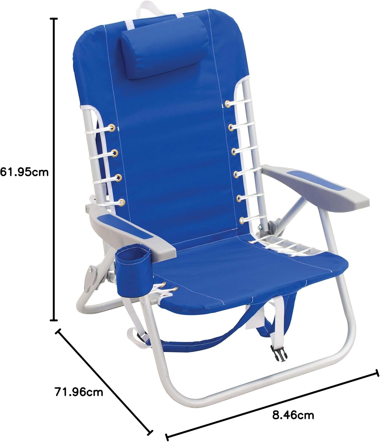 RIO Gear Beach Lace-Up Suspension Folding Beach Chair, Navy , 44.7" x 25.5" x 26.5"