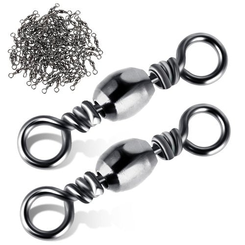 TIESOME 100Pcs Fishing Barrel Swivels, High Strength Carbon Steel Fishing Connector Swivels Freshwater Swivels Steel Hook Line Connector Rolling Fishing Swivels for Freshwater Fishing Accessories(7#)