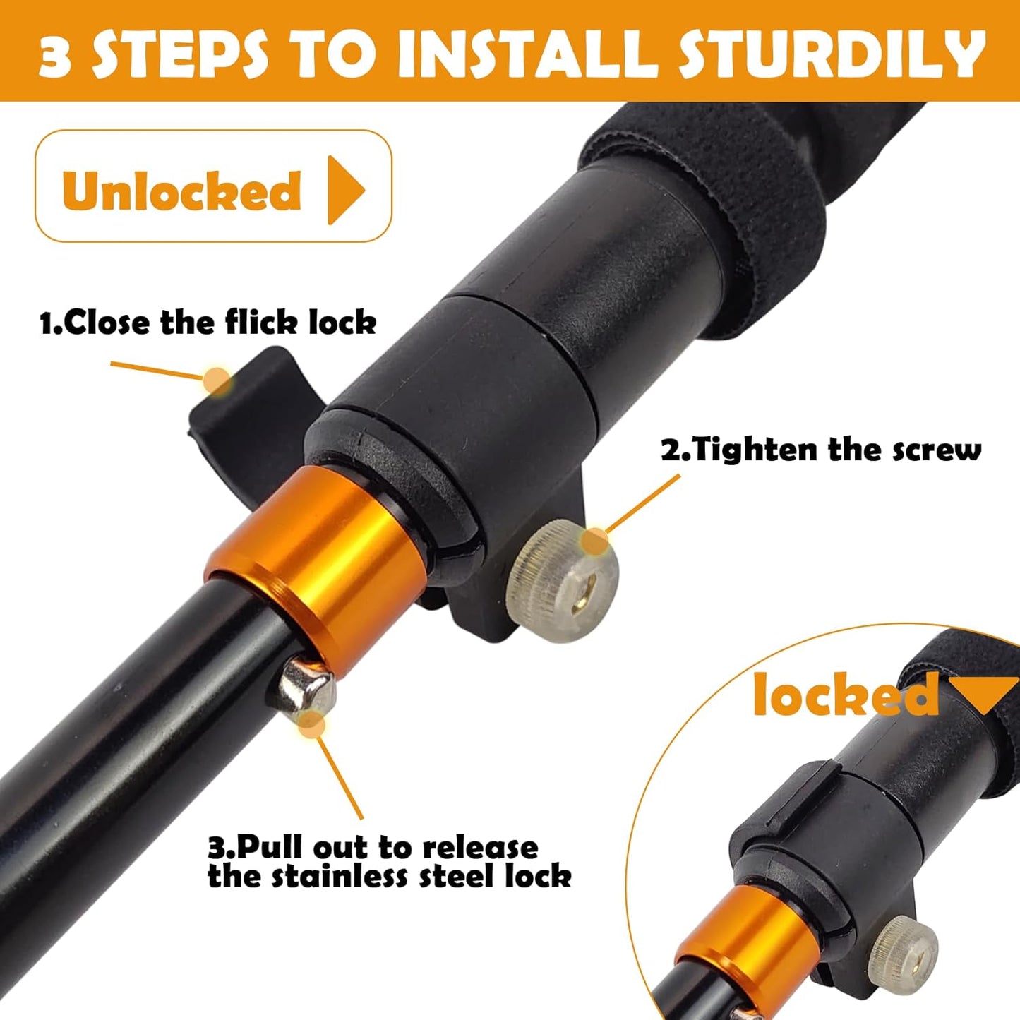 Aventik Fold-able Wading Staff Water Depth Safety Warning Sign Coated Stainless Steel Core T7075 Aluminum Body Corrosion Resistance