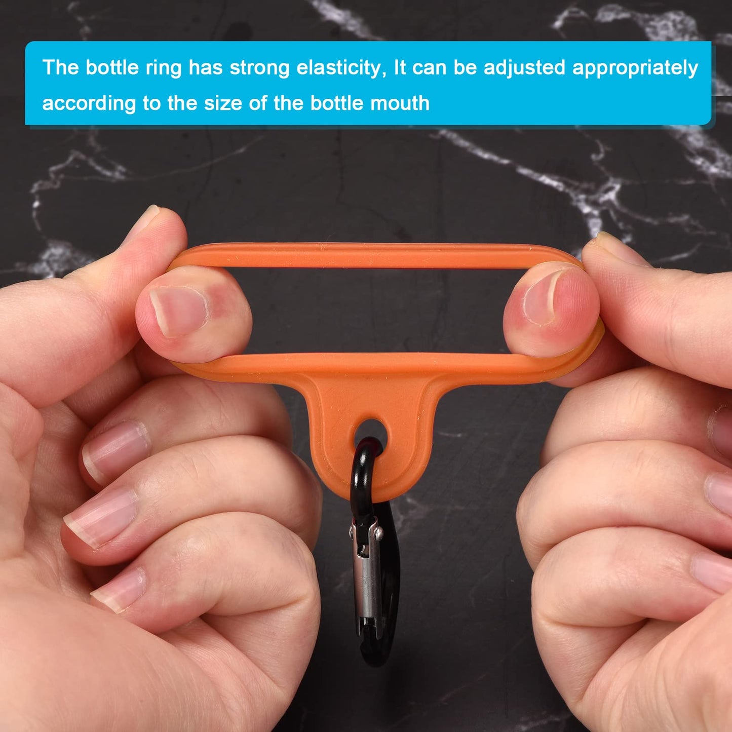 PATIKIL Silicone Water Bottle Clip with Buckle, 3 Pack Drink Holder Hook Keychain Clip Ring for Outdoor Activities Daily Use, Orange Black