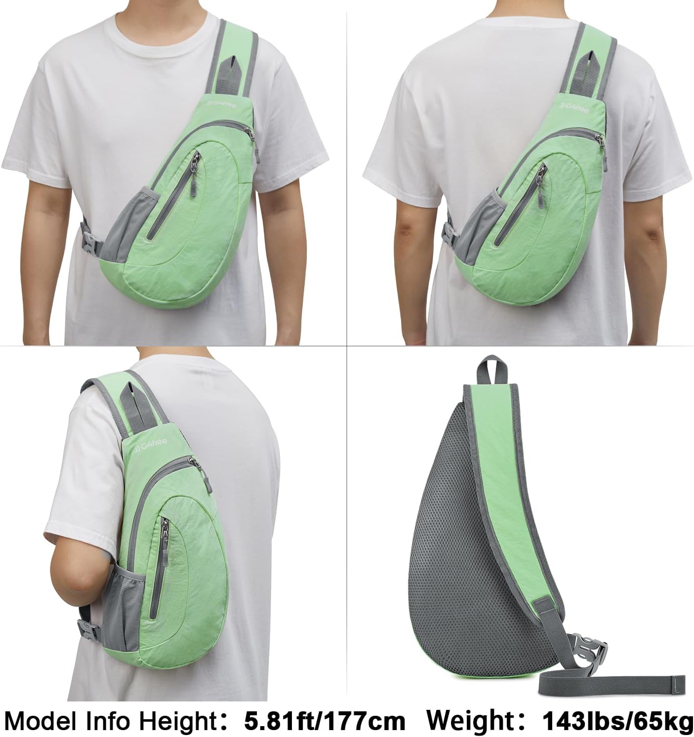 G4Free Sling Bag for Men Women, Small Crossbody Backpack Lightweight Chest Shoulder Bags for Travel, Outdoor and Sports (Black)