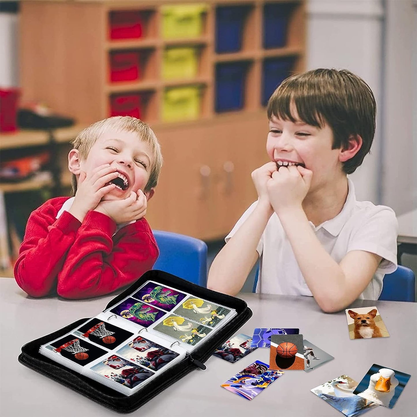 400 Pockets Card Binder, 4-Pocket Trading Card Binder Album Holder Storage Book for Game Cards with 50 Removeable Sleeves, Ideal Baseball Binder Fit 400 Cards, Gift for Kids Adults