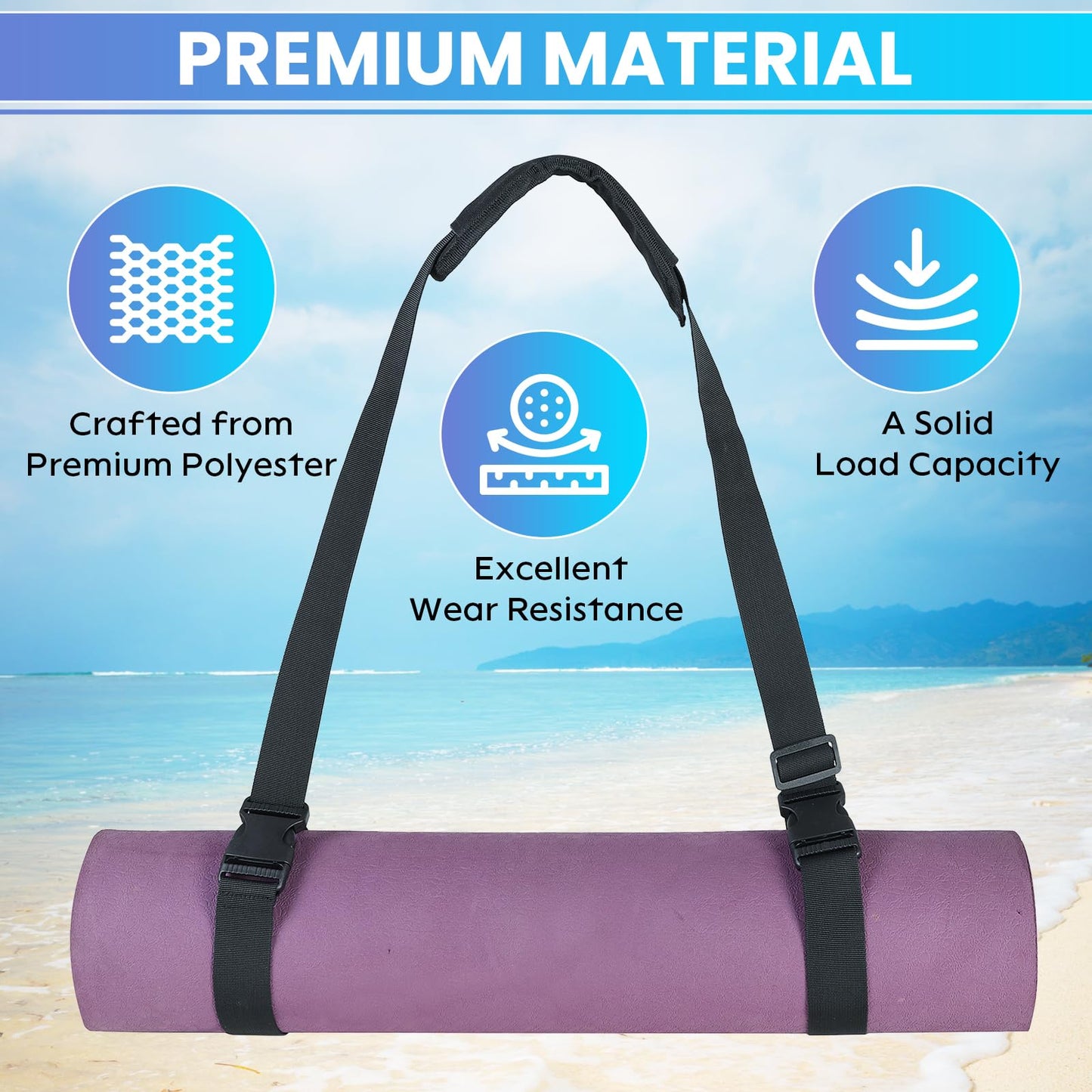 AMGSH Carrying Strap for Folding Chairs, Adjustable Shoulder Straps Beach Chair Straps for Carrying Ideal for Yoga Mats, Camping and Outdoor Activities (Black, 1 Pcs)