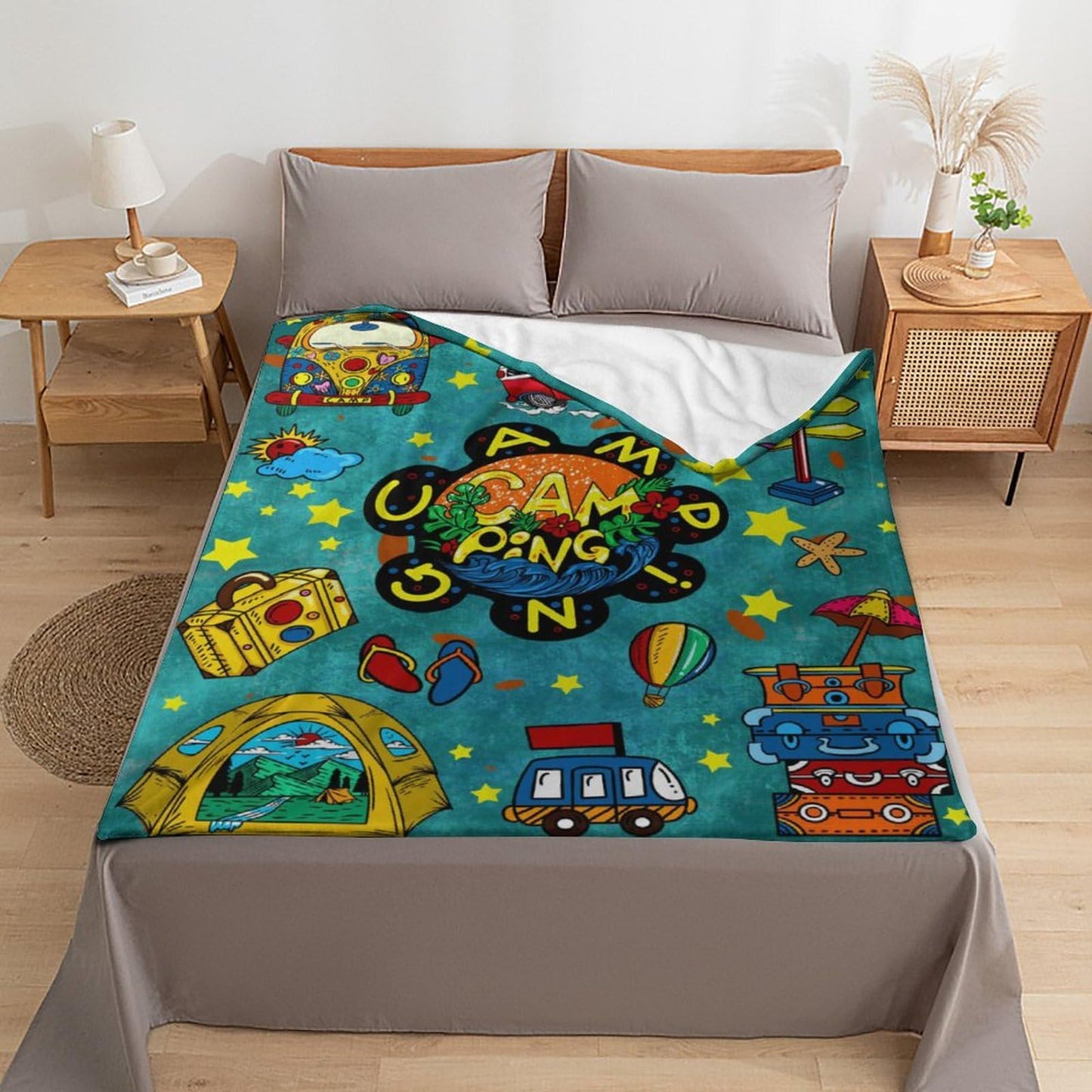 Firiseroh Camping Throw Blanket Camping Lovers Gift Ideas Camping Blanket for Camping Lover Camping Blanket for Bed Couch Camping Outdoors Travel 40"x50"