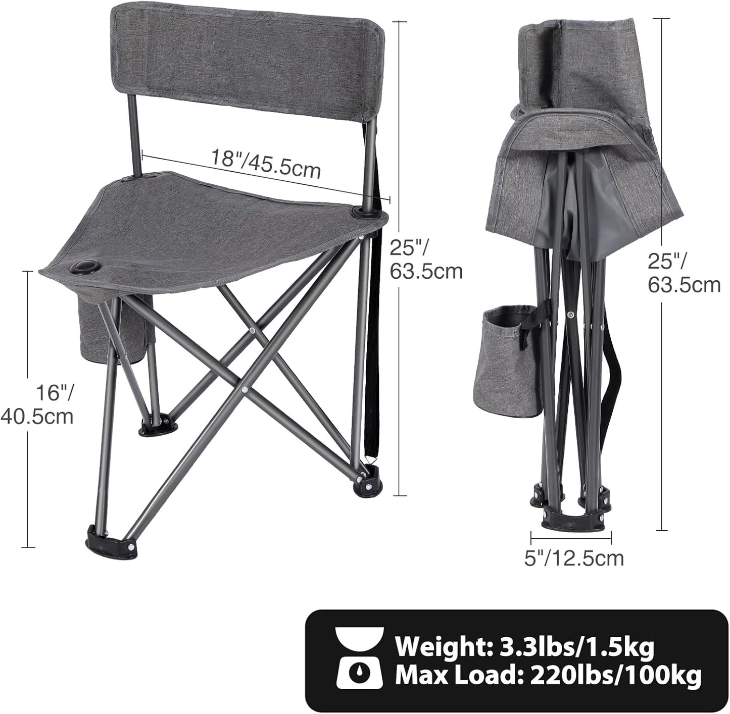 REDCAMP 2 Pack Tripod Hunting Chairs for Blinds, Folding Lightweight Portable Fishing Chair for Adults Hunting Stools with Backrest, Golf Chairs for Spectators, Camo