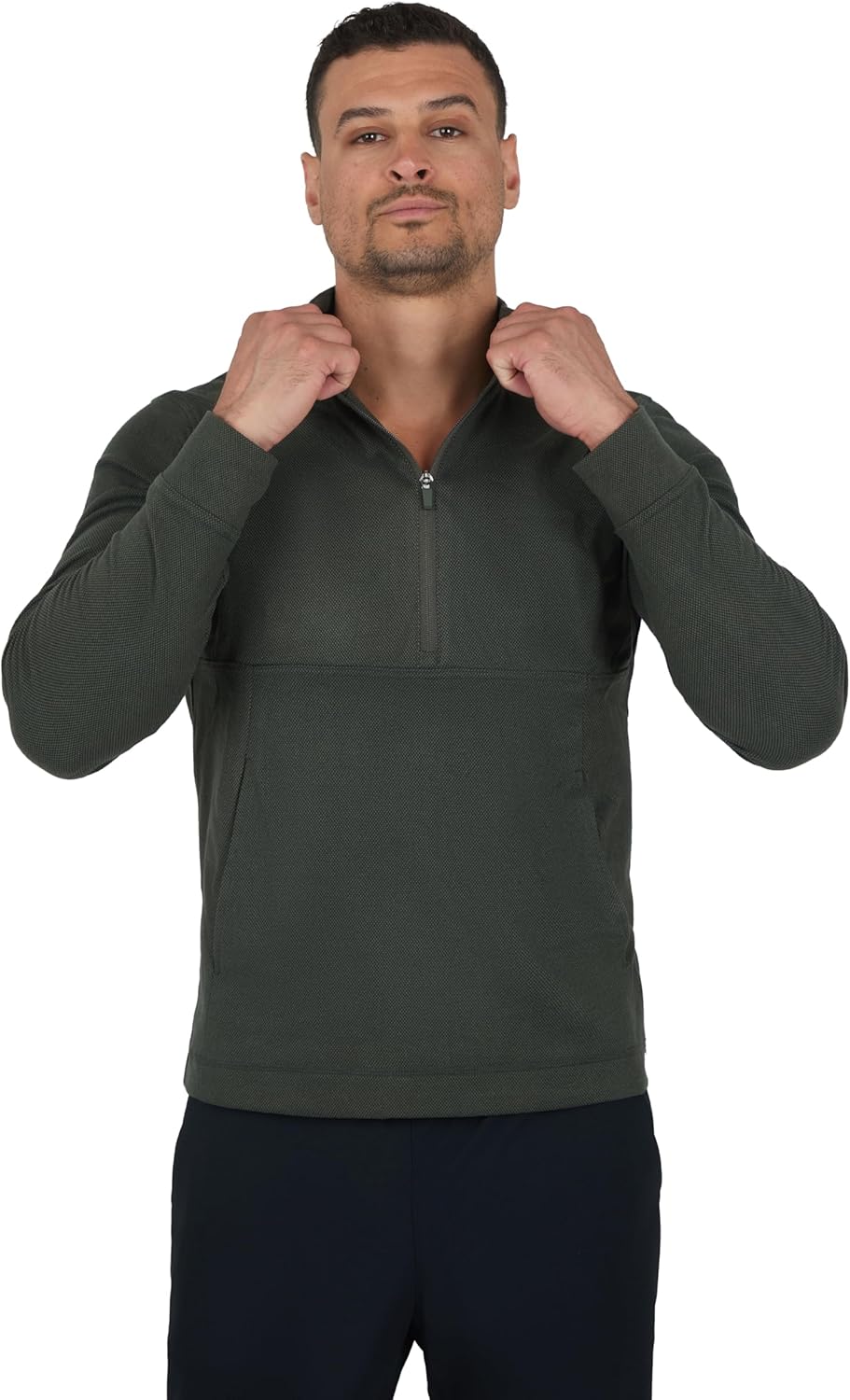 90 Degree By Reflex Soft Half Zip Pullover Long Sleeve Workout Running Shirt for Men