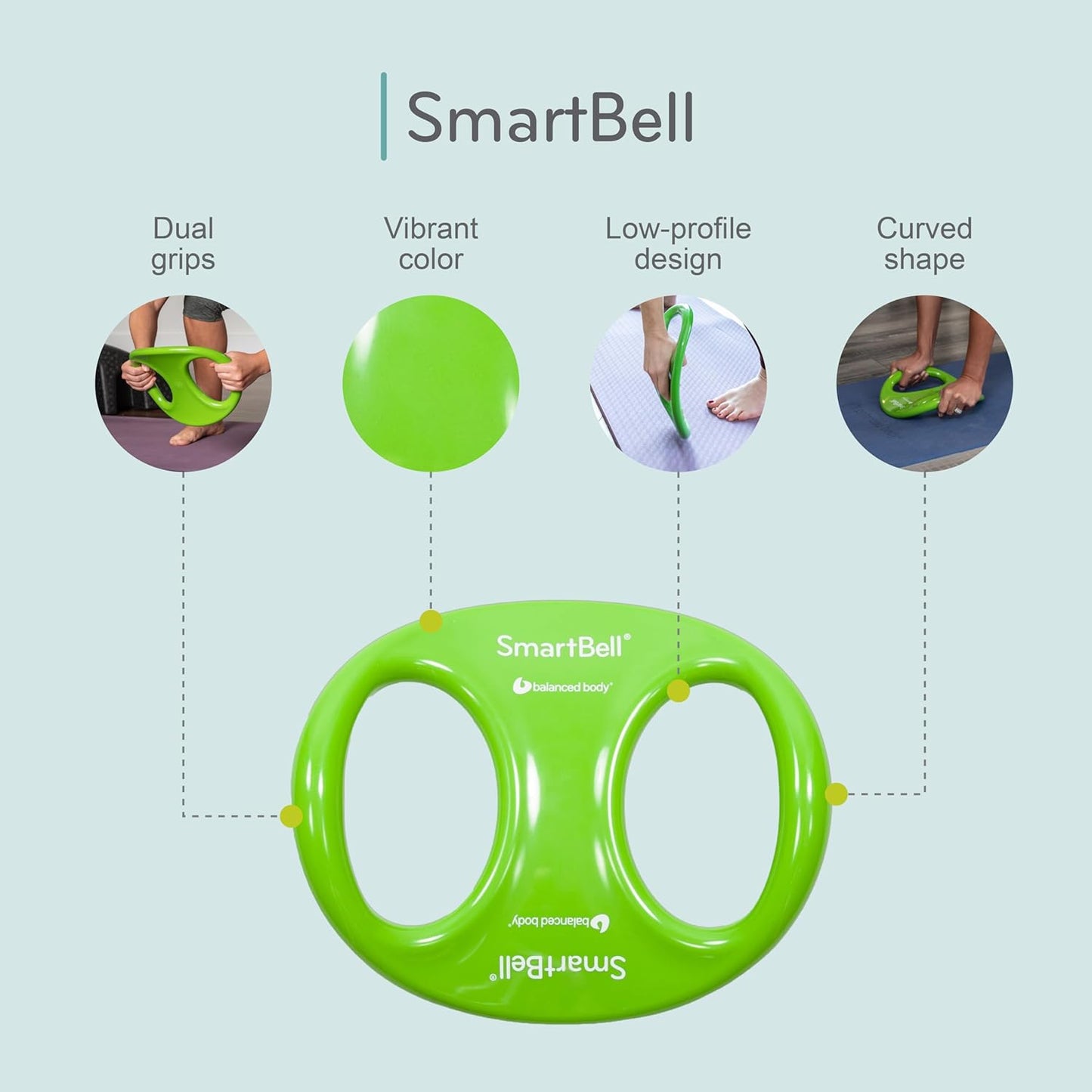 SmartBell Ergonomic Pilates Dumbbell - Two-Handed Exercise Weight for Home Gym
