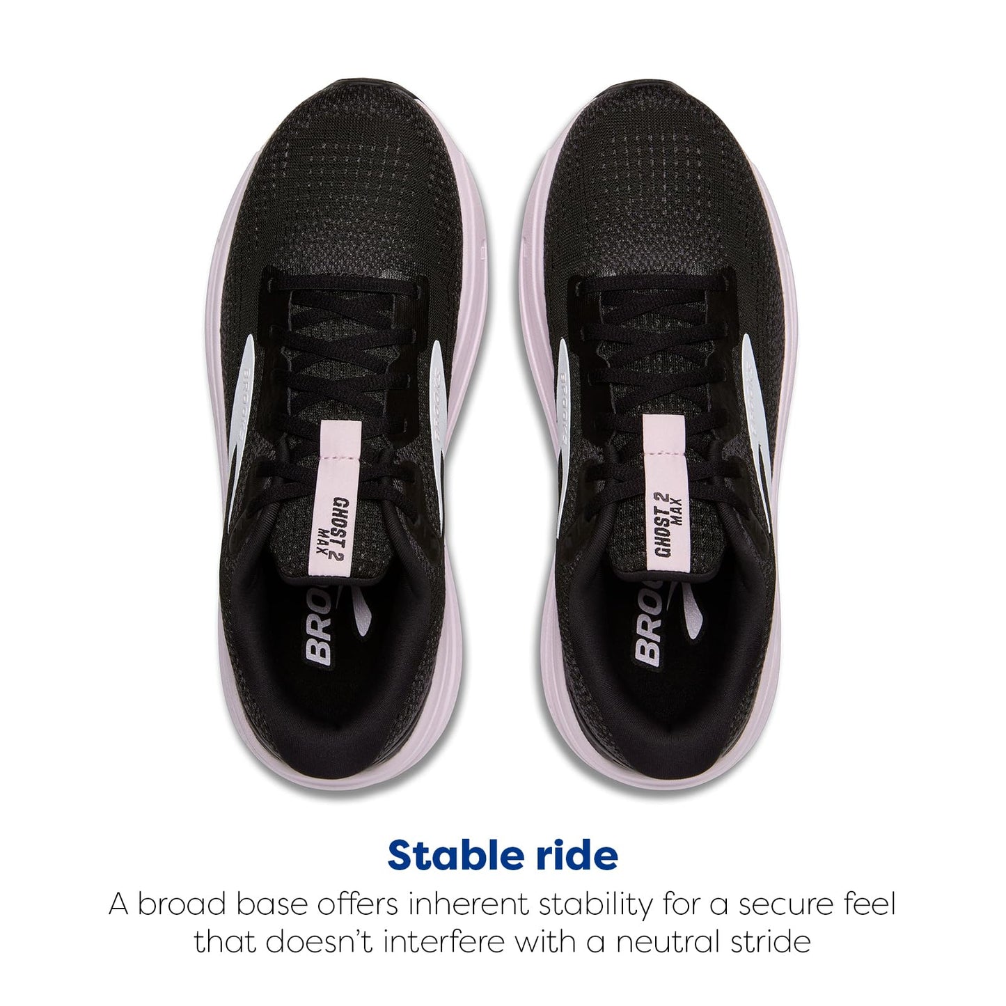 Brooks Women’s Ghost Max 2 Neutral Running & Walking Shoe - Black/White/Orchid Ice - 10 Medium