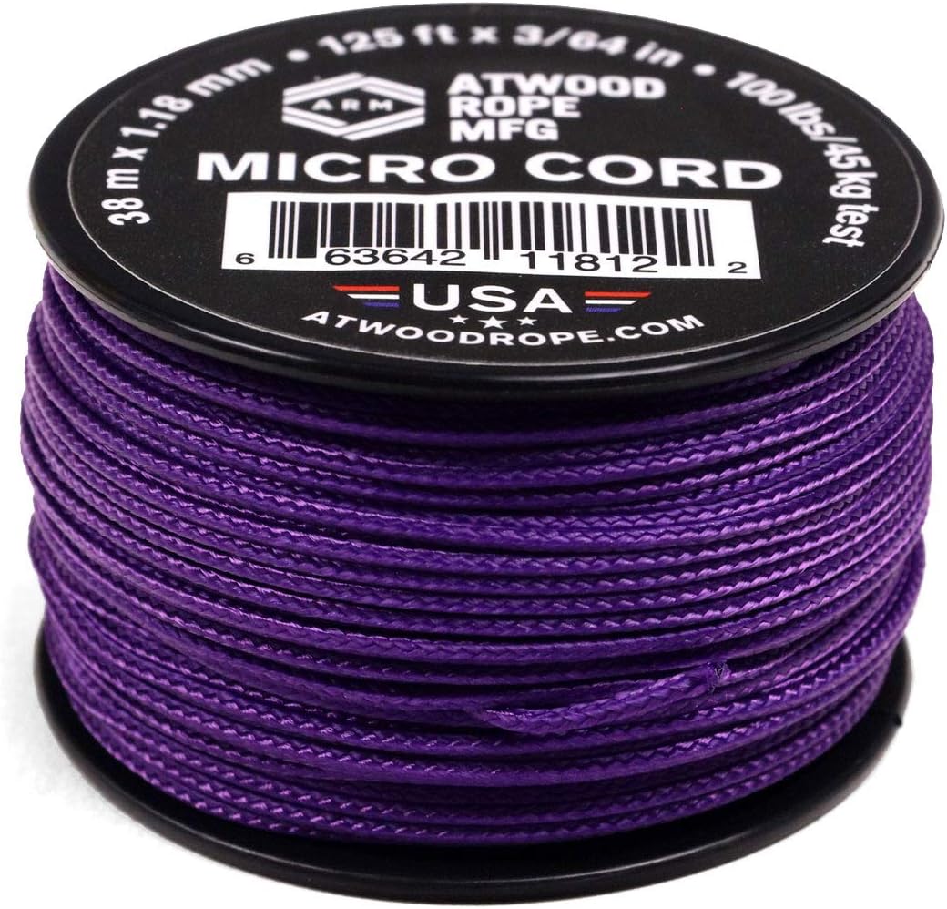 Atwood Rope MFG Micro Utility Cord 1.18mm X 125ft Reusable Spool | Tactical Nylon/Polyester Fishing Gear, Jewelry Making, Camping Accessories