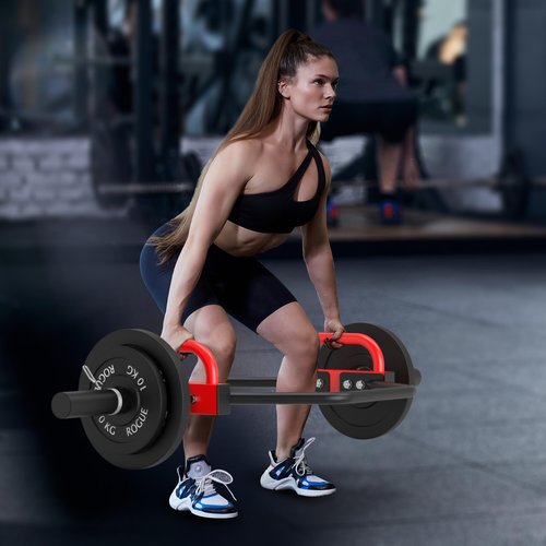 Hex Trap Bar 2-Inch Olympic Weightlifting Barbell,48.6" Deadlift Bar for Squats,Shrugs,Push-Ups,400Lbs Weight Capacit Suitable Home Gym Equipment Workouts for Beginners,Women,Men（Black-Red）