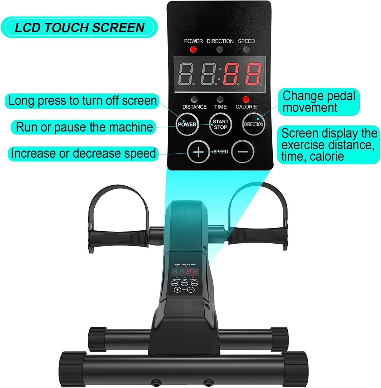 HOMGIM Motorized Mini Exercise Bike Electric Pedal Exerciser for Seniors Rehab Training, Under Desk Bike Pedal Exerciser for Arm/Leg Fitness & Physical Therapy, 6 Levels Speed Adjustment (Black)