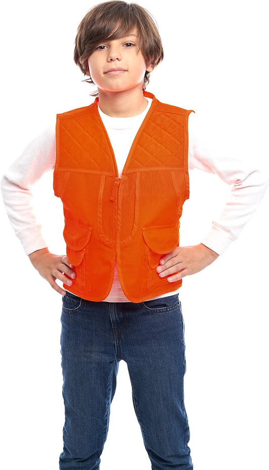TrailCrest by Treel Kids Blaze Orange Safety Front Loader High Visibility Hunting Vest