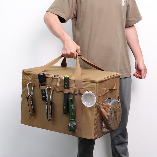 Lemubeane Tactical Camping Storage Bag - 46L Utility Tote Bag Trunk Organizer (Coyote Brown)