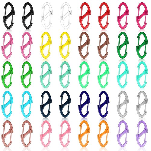 Demissle 40 Pcs Small Carabiner Clips 1.6 Inch Double Sided Gate Snap Hooks Key Clips for Keychains Accessories Camping Fishing Hiking(Multicolor)
