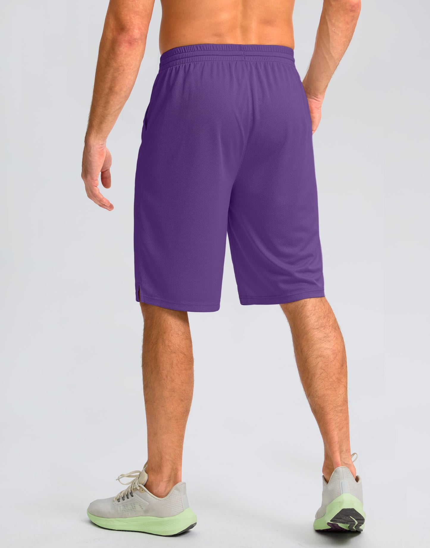 Men's Athletic Shorts with Pockets 9" / 11" Long Basketball Shorts Lightweight Quick Dry Gym Workout Shorts for Men(Purple,S)