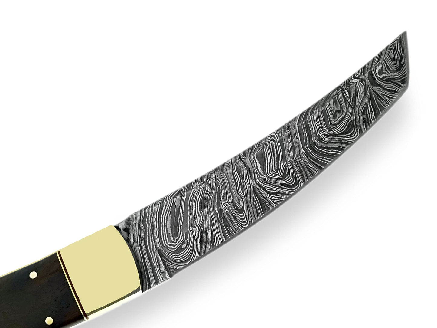 Handmade Damascus Steel Tanto, Skinner, Hunting, Fixed Blade, and Camping Knife with Leather Sheath – Durable Outdoor Knife Collection (OB-1092) (Brown)