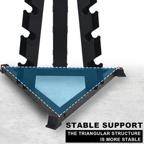 Balelinko Dumbbell Rack Stand Only, 6 Tier Triangular Frame Dumbbell Weight Rack, Dumbbell Holder with 18 Dumbbell Storage Placements, 900 lbs Weight Capacity Weight Storage Stand for Home Gym，Black