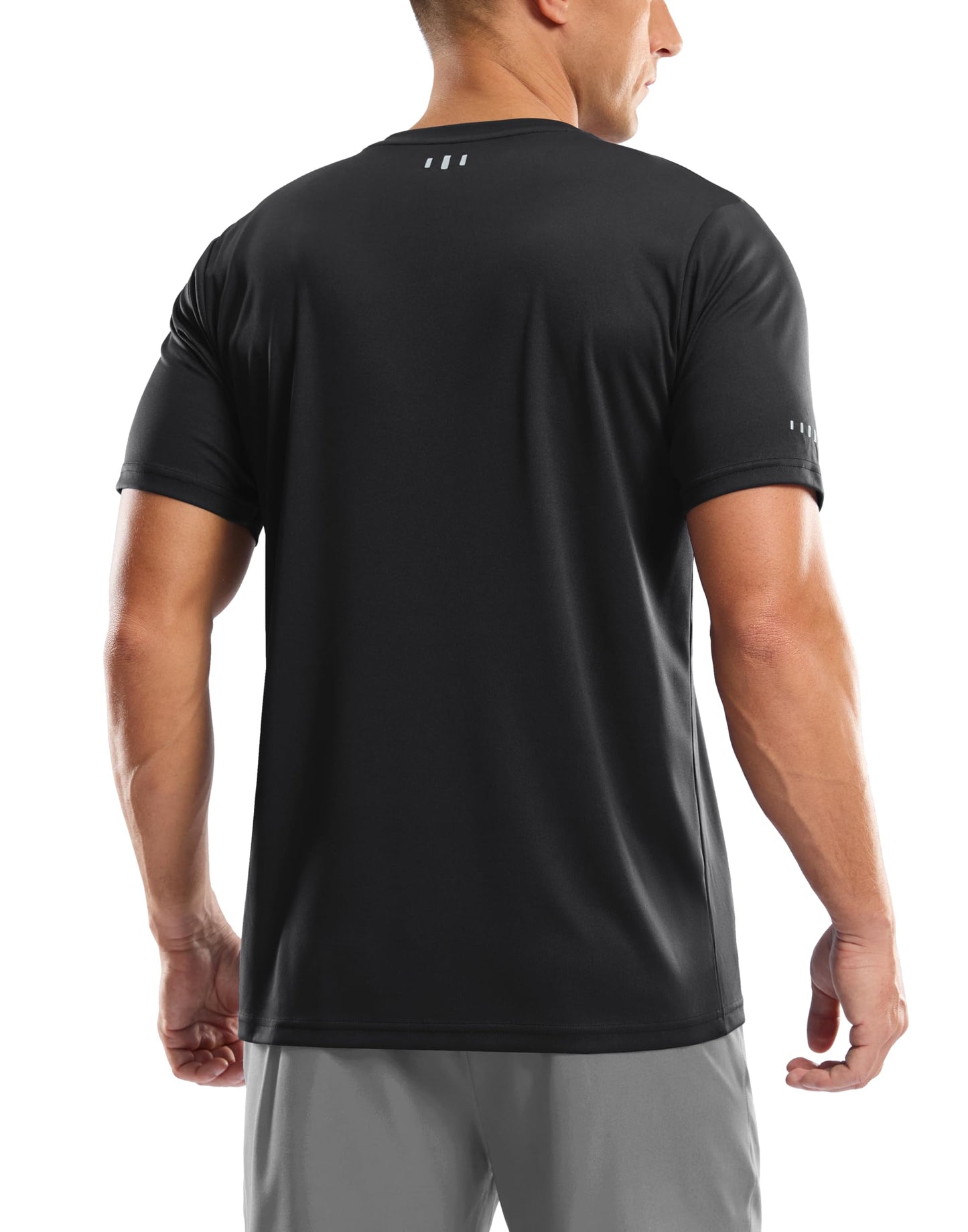 Men's UPF 50+ Sun Protection Dry Fit Workout T-Shirts Rash Guard Swim Shirts Moisture Wicking Tee for Athletic, Beach, Hiking (Black, XL)
