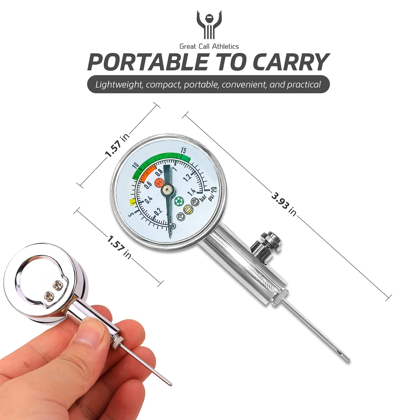 Great Call Athletics | Pro Digital Ball Pressure Gauge | 2 Pack | Air Barometer Tool Basketball Football Volleyball Soccer