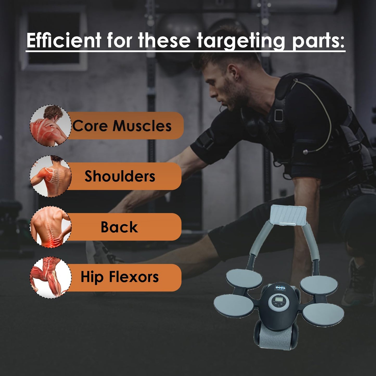 Ab Roller Wheel for Core Strength & Abdominal Workout - Dual Wheel Design with Non-Slip Handles, Portable Exercise Roller with Elbow Support, Home Gym Exercise Wheels for Men Women