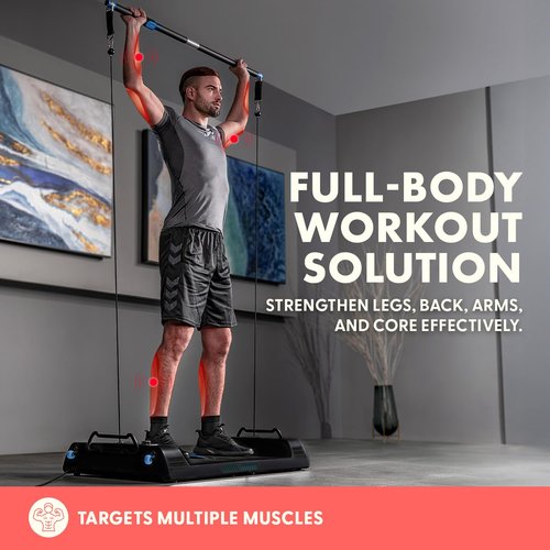 SQUATZ Apollo Board Mini: 150lb Resistance Smart Cable Machine, Functional Trainer for Full Body Workouts, Full Body Strength, Digital Home Gym Equipment with Free App Includes Accessories, Blue