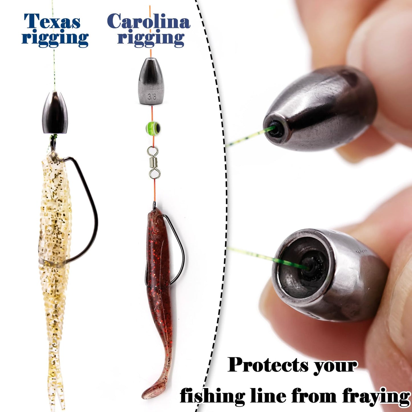 FishTrip Tungsten Bullet Weights Sinkers,10pcs Fishing Weight for Bass Texas Carolina Rigs Saltwater 1/4oz 7g