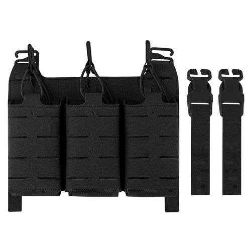 PETAC GEAR Tactical Triple 556 Magazine Pouch with Kydex Insert,KTAR AR Front Flap Magazine Pouch Laser Cut MOLLE Mag Carrier (BK)