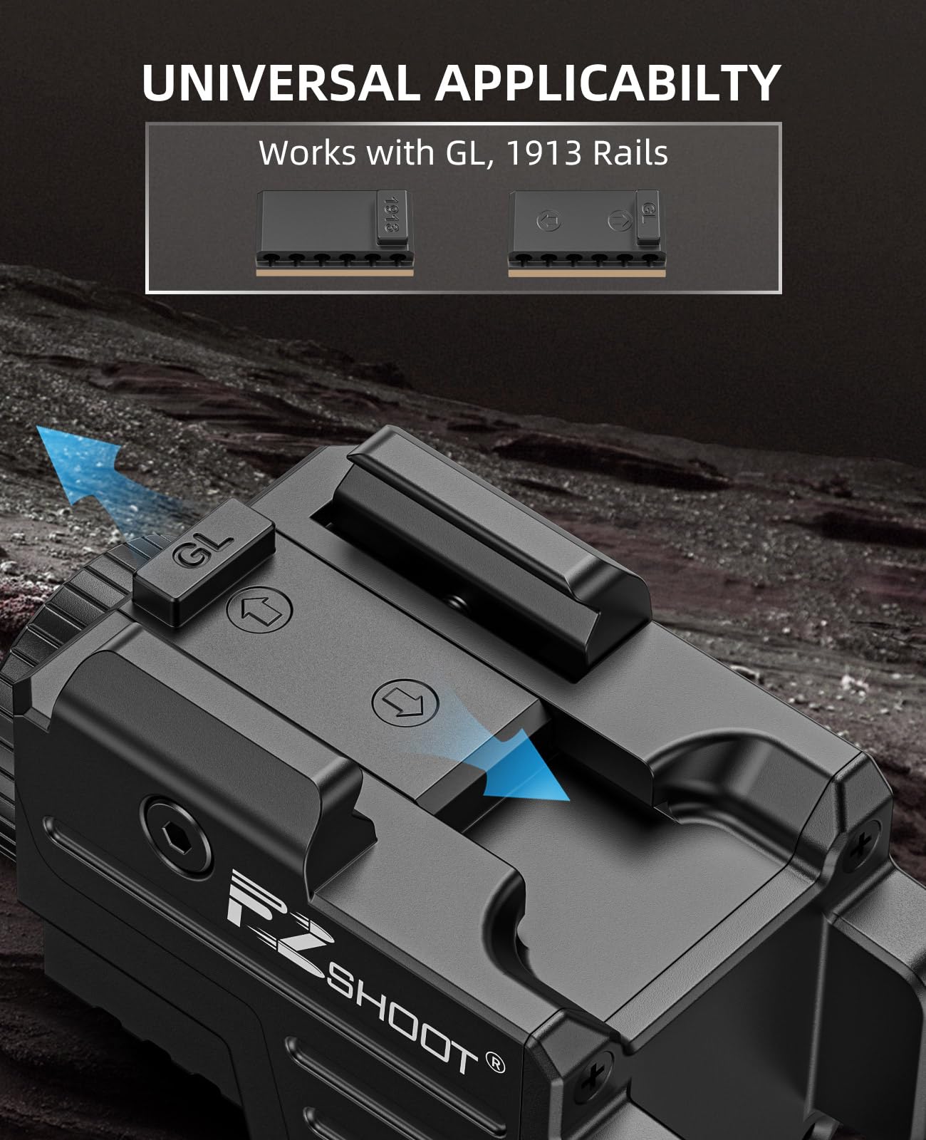 EZshoot 800 Lumens Pistol Flashlight Compatible with Picatinny and GL Rails, Compact Pistol Light with Slide Rail, Rechargeable Tactical Gun Light with Strobe Mode for Home Defense and Hunting