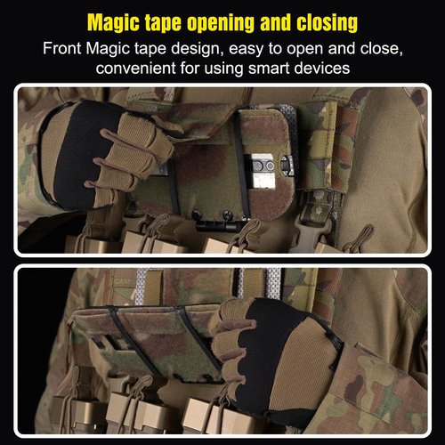 Zhongren Tactical Plate Carrier MOLLE Vest Phone Holder Universal Cell Phone Chest Mount Pouch Adjustable Foldable Navigation Phone Board Attachment for 4.7"-6.7" Outdoor Sports Military (Camo)