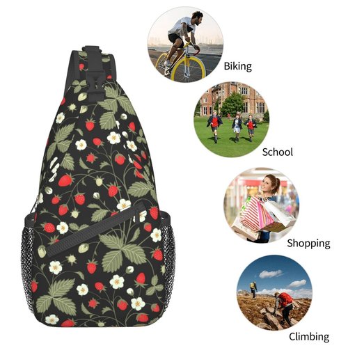 Strawberry Sling Backpack Chest Bag Crossbody Shoulder Bag Gym Cycling Travel Hiking Daypack For Men Women