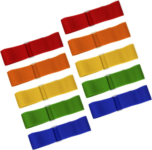 10 PCS 3 Legged Race Bands Three Legged Race Durable Firm Elastic Tie Rope Colorful 3 Leg Race Band for Kids Adult Outdoor Fun