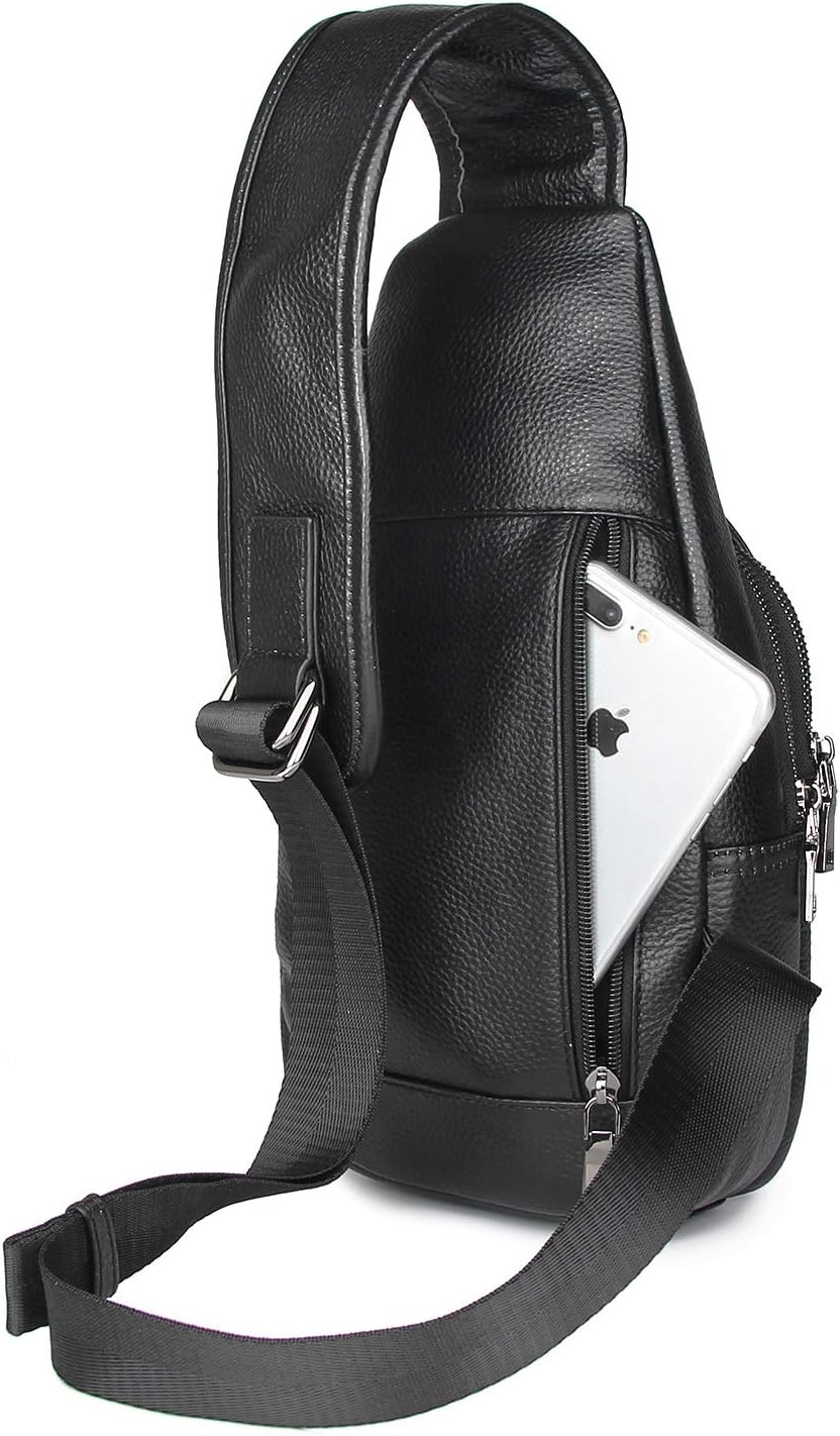 Full Grain Leather Crossbody Sling Bag Chest Backpack Outdoor Travel Hiking Sports Daypacks