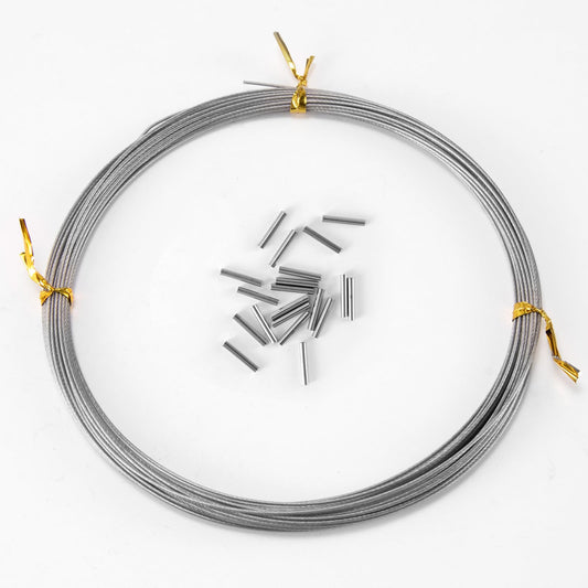 Alwonder 32.8ft Fishing Wire Fishing Leader Line with 20pcs Crimps Sleeves 15LB, Nylon Coated 1x7 Stainless Steel Leader Wire Freshwater Saltwater for Pike, Billfish, Bluefish, Muskie, Wahoo