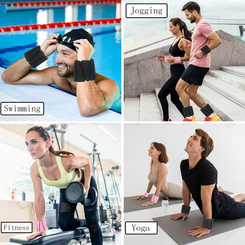 Wrist Weights set for Women, 2 sets of 1 lb each, Silicone Ankle & Wrist Weights for Women & Men, Adjustable Weight fit for Yoga, Dance,Hiking, Jogging,Pilates, Aerobic Exercise and Strength Exercise