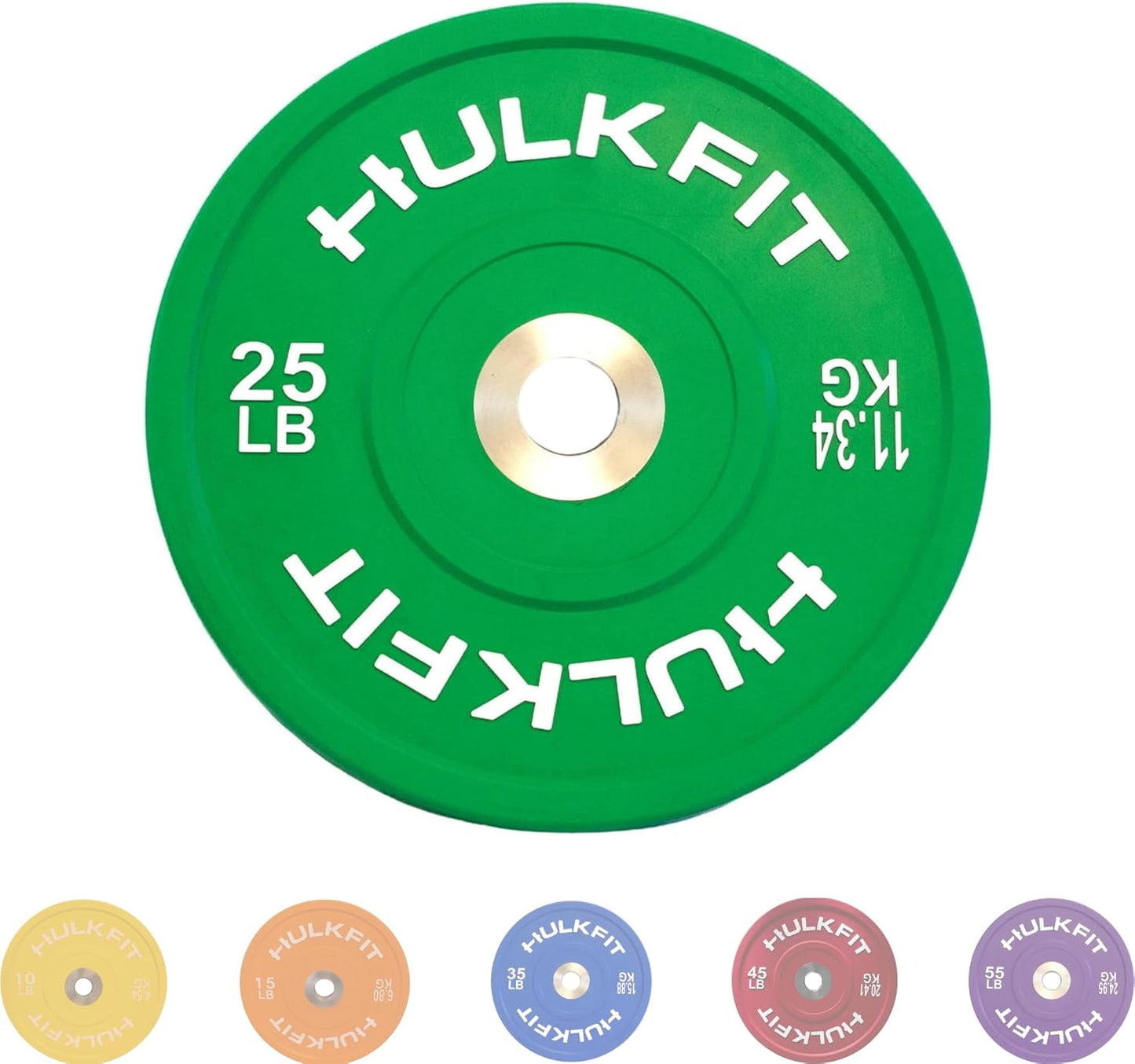 HulkFit 2-inch Sport Series Olympic Weight Plates Bumper Plates for Barbell Weightlifting Strength Training with Shock Absorbing Low Bounce Technology - Black & Multicolor