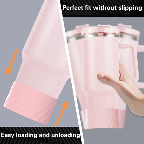BNNECEU Enhanced Protection: Anti-Slip 2PCS Silicone Boots for Stanley Quencher H2.0 40 oz, IceFlow Flip 20 oz/30 oz, and Hydroflask 12-24 oz Bottles (Pink)