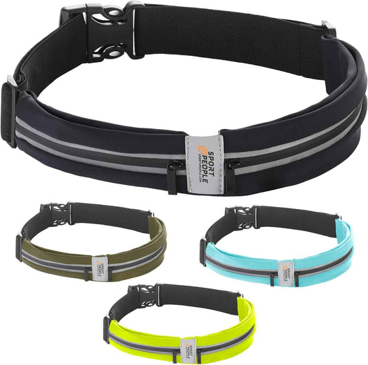 Waterproof Slim Running Belt with Reflective 2-Pocket Phone Holder for Men & Women