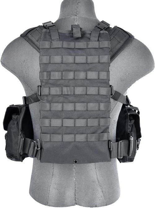 Lancer Tactical Airsoft Paintball Vest M4 M16 MOLLE Modular Chest Rig w/Quick Release Buckles (Small to Extra Large)