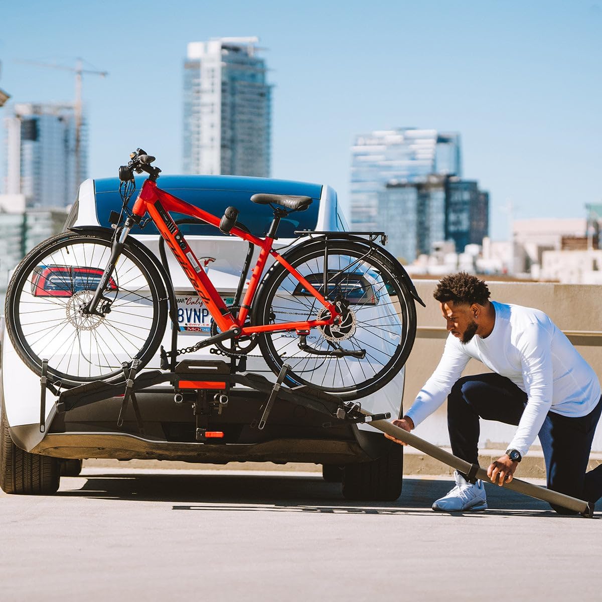 Hollywood Racks Destination E Hitch Bike Rack with Ramp for 2 Bikes up to 70 lbs Each - Secure, Lockable Electric Bike Rack - Premium, Foldable Bicycle Car Racks for Standard or E-Bikes