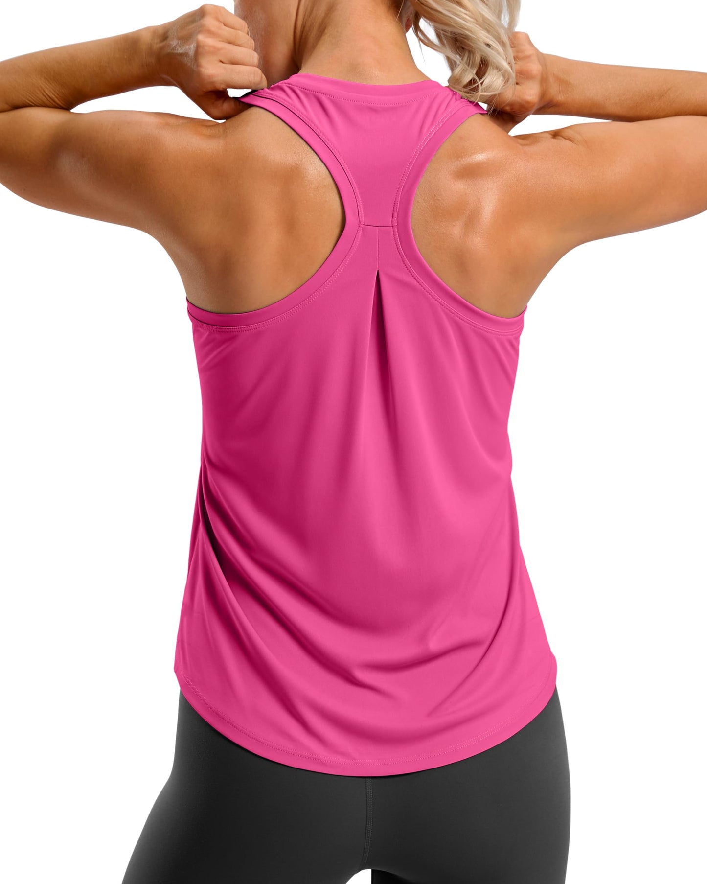 G Gradual Women's Workout Tank Tops Racerback Athletic Yoga Tops Loose Fit Sleeveless Running Gym Sports Shirts for Women(Magenta,M)