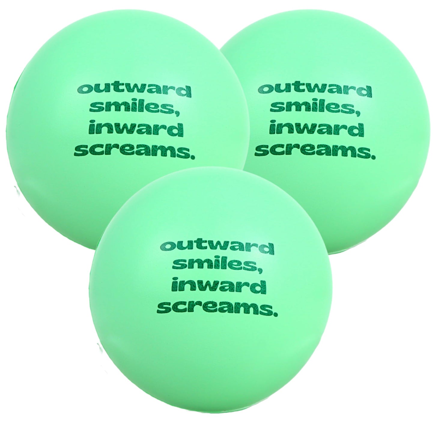 Funny Stress Ball Grip Strengtheners, Outward Smiles, Inward Screams, Gag Gifts for Coworkers (Pack of 3)