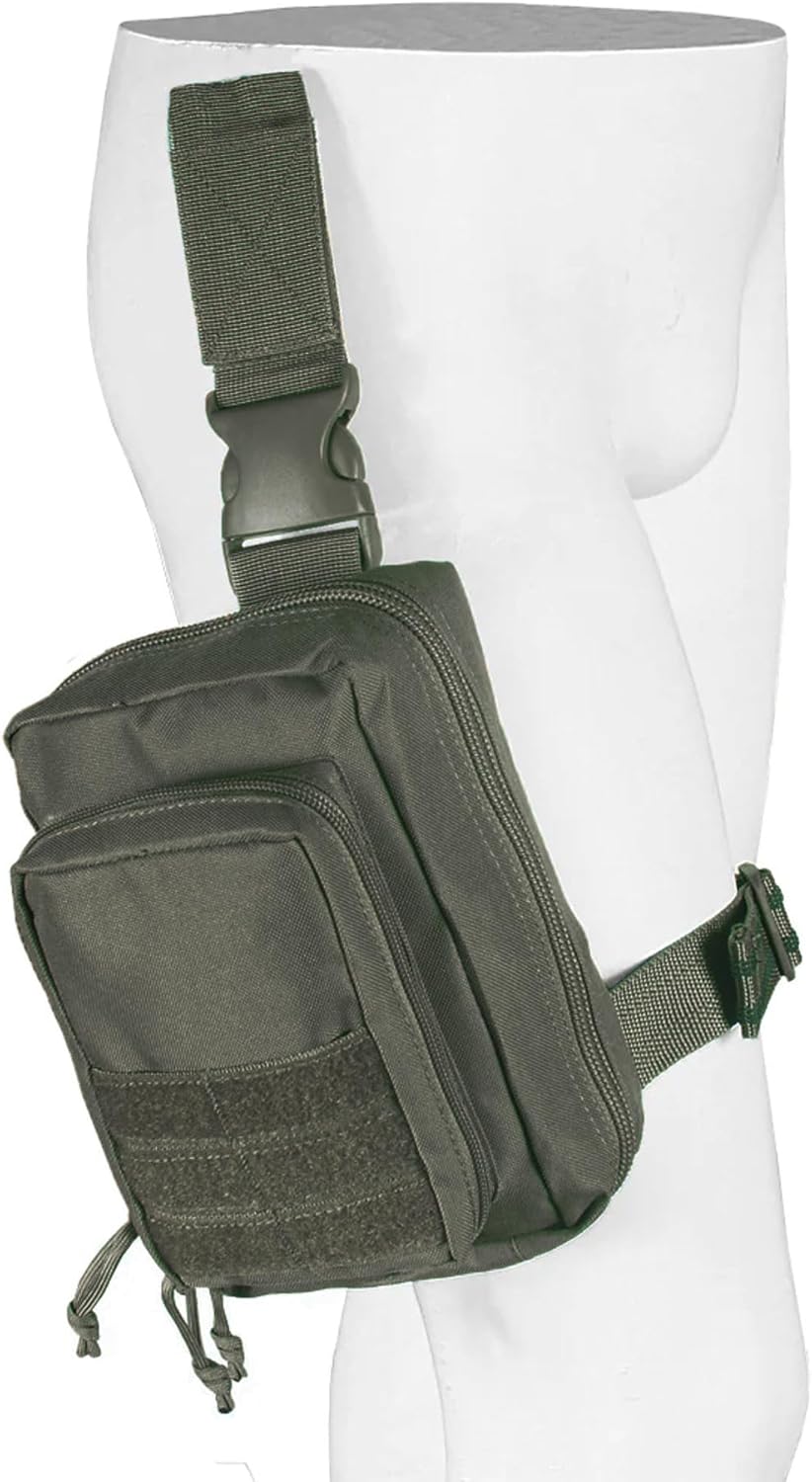 FOX OUTDOOR PRODUCTS Drop Leg First Responder System Pouch - Tactical Thigh & Belt Attach Accessory with Elastic Loops & Additional Rip Away Pouch