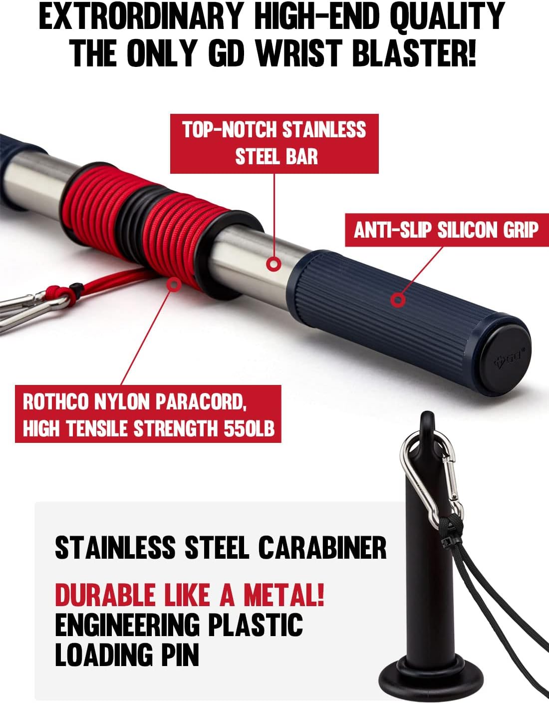 GD Wrist Roller V (Red line) Wrist exerciser, wrist forearm blaster, forearm trainer, Hand strengthener Forearm roller