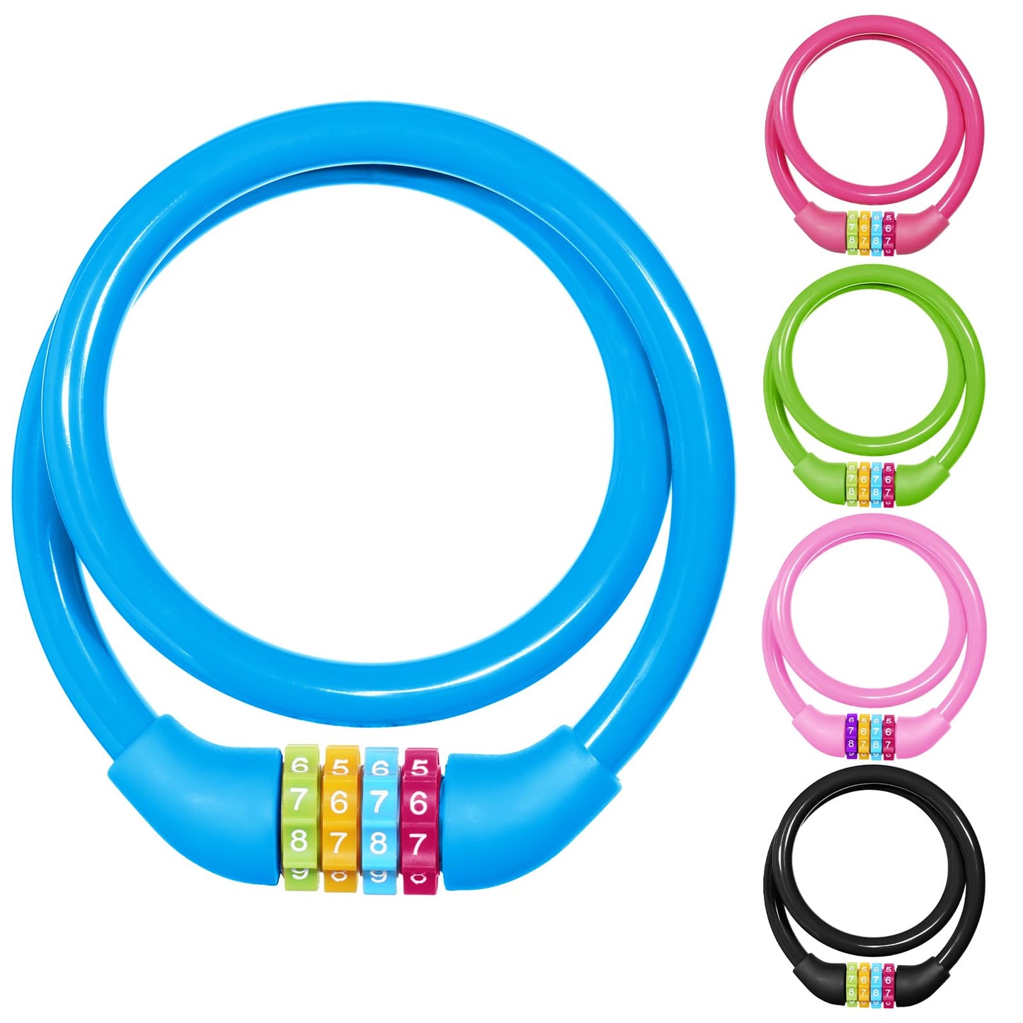 Ainiv Bike Lock, 25 inch Bike Lock Cable, Portable Anti Theft 4 Digits Codes Cable Locks, Resettable Combinations Coiling Bicycle Lock for Bike, Motorbike, Scooter, Skateboard, Gate, Fence (Blue)