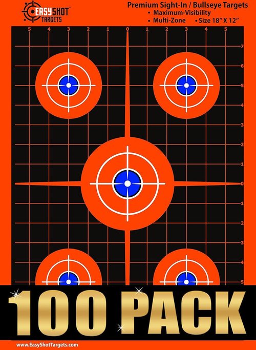 EASYSHOT Gun Targets for Shooting Range - High-Contrast Color Paper Targets With 1 x 1-inch Grid - Accessories for BB Gun, Rifle, Pistol, Airsoft - Indoor and Outdoor Practice
