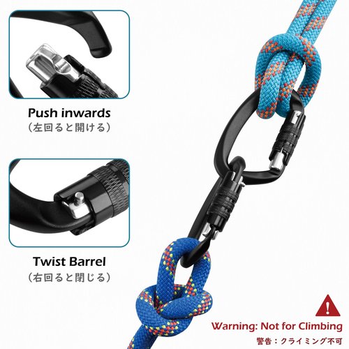 TRIWONDER Clips Heavy Duty 12kN Auto Locking for Outdoor Backpack (12KN Screw Gate - 2 Red)