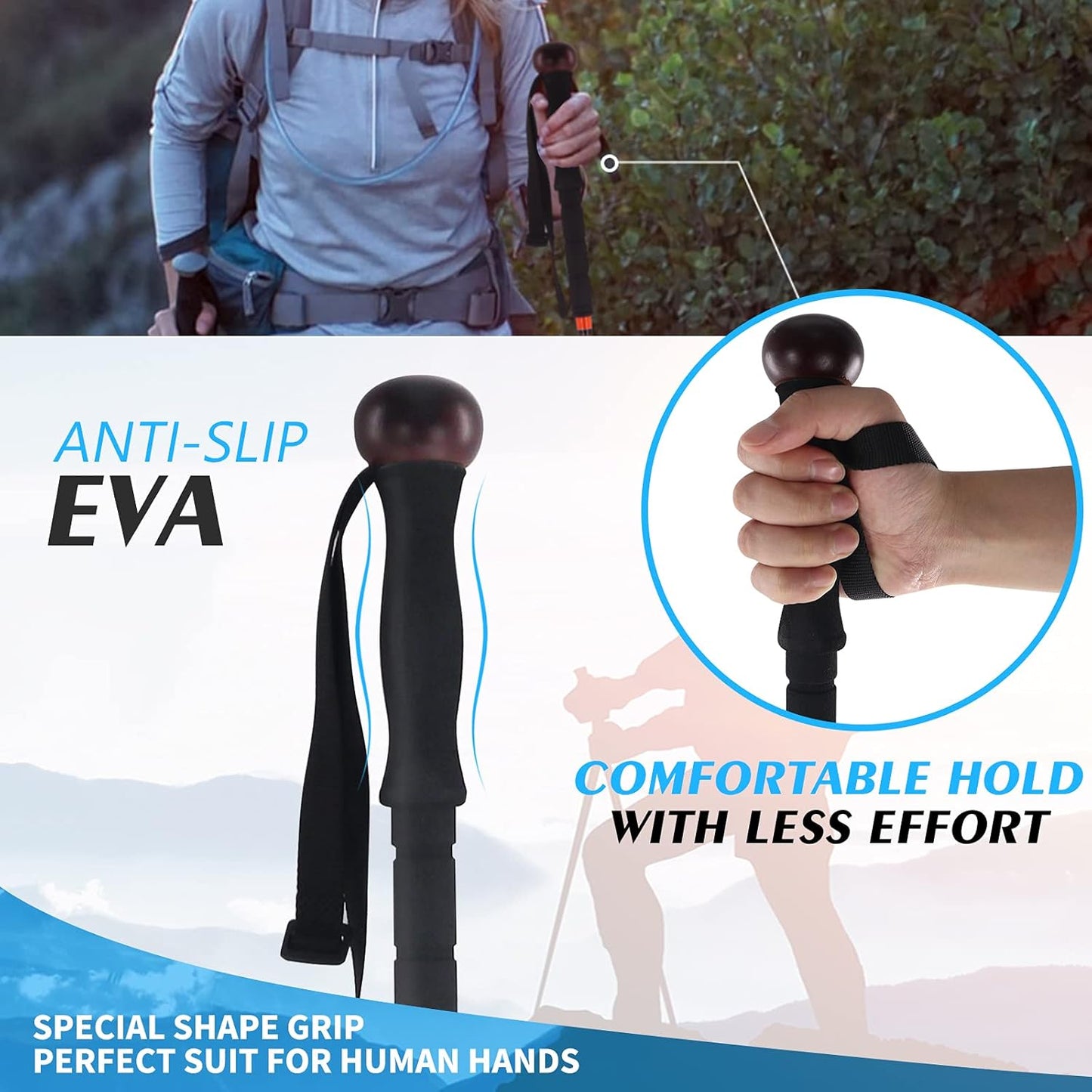 G2 GO2GETHRE Multipurpose Telescopic Trekking Poles - Strong Aircraft Alloy Walking Sticks for Hiking and Hunting,Quick Locks System (1pc)