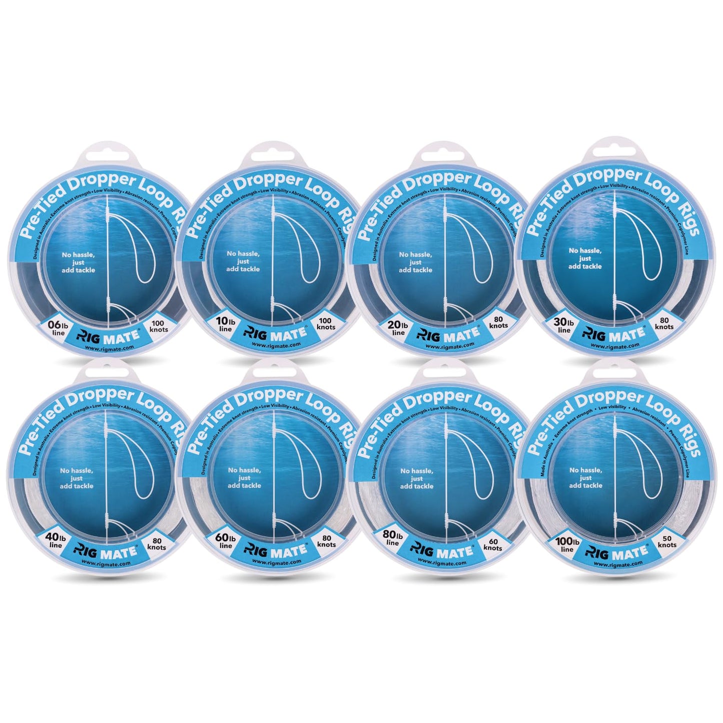 60 lb Pre-Tied Dropper Loop Rigs. Fishing Line Spool. Loops 18 Inches Apart with 5.5 Inch Loop Size. Perfect for Saltwater & Freshwater Fishing. Perfect for Snapper & Other Bottom Feeding Fish.