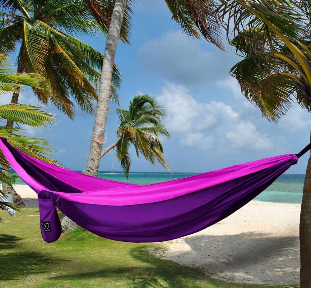 Gold Armour Camping Hammock - XL Double Hammock Portable Hammock Camping Accessories Gear for Outdoor Indoor with Tree Straps, USA Based Brand (Gray)